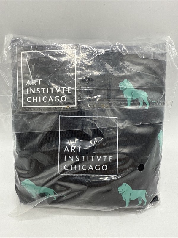 Art Institute Of Chicago Lion Tote Bag Foldable Teal Black gallery
