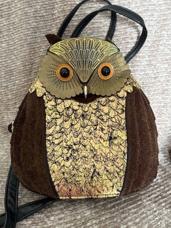 Owl Purse Backpack Retro And Super Cute 100% PU Handles And Shoulder Strap