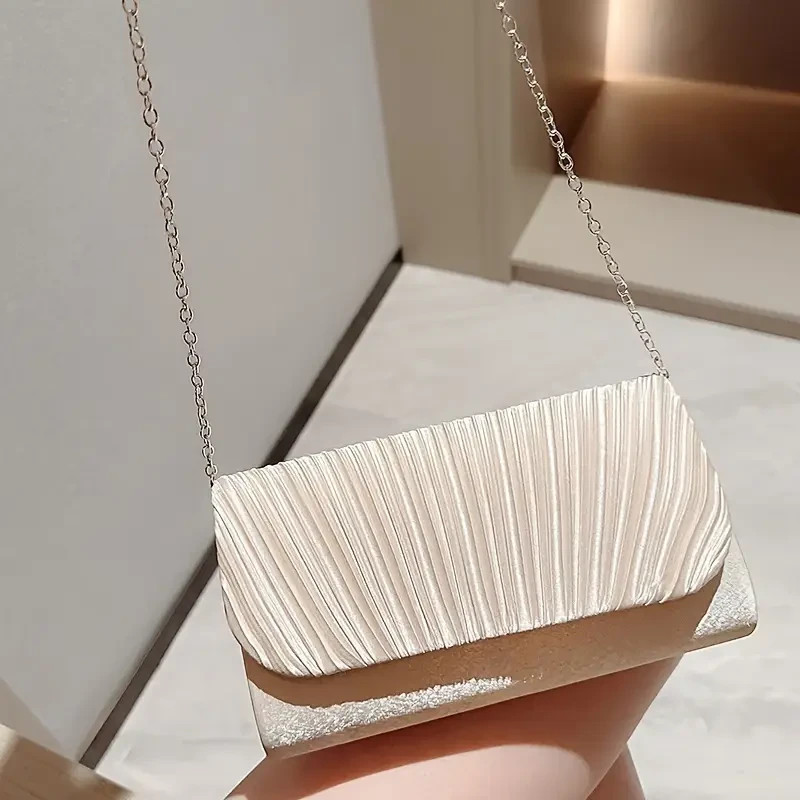 Light Gold Clutch Purse Detachable Chain Strap Evening Bag gallery