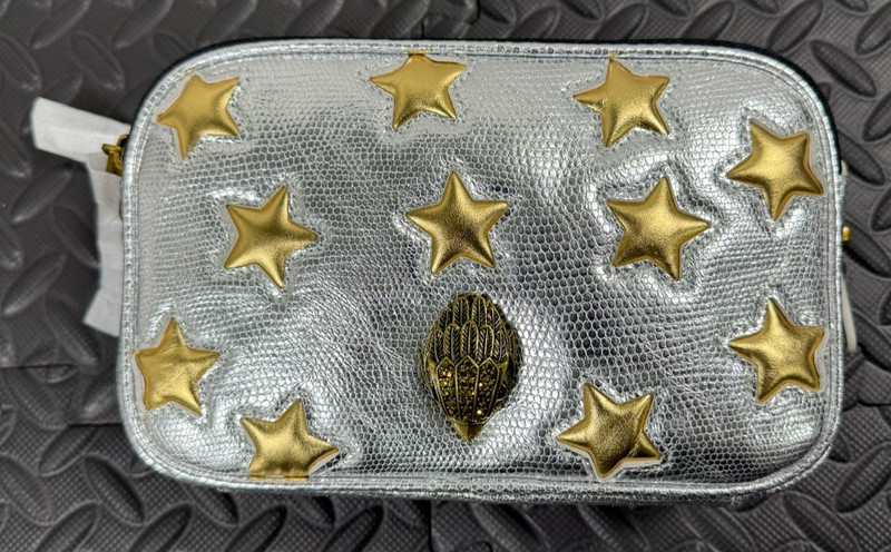Kurt Geiger London 2-Zip Kensington Camera Bag Steel w/ Gold Stars Open Box