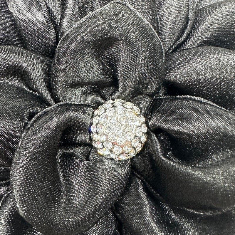 Vintage Daniel Ames Couture Evening Bag Women Black Flower Rhinestone Clutch gallery
