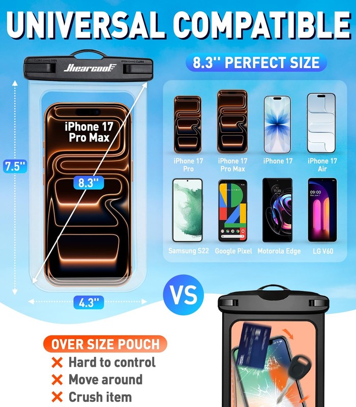 Waterproof Phone Pouch for iPhone 17 16 15 14 13 Pro Max 2-Pack gallery