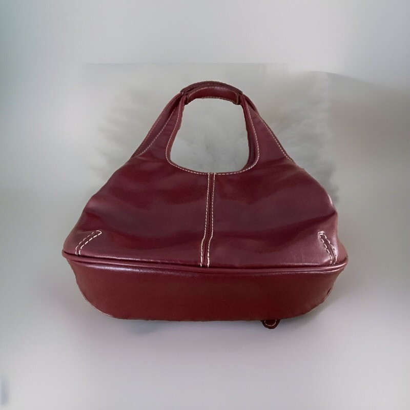 ❤️ Vintage 90s Rare Nine West Burgundy Top-Stitched Party Purse gallery