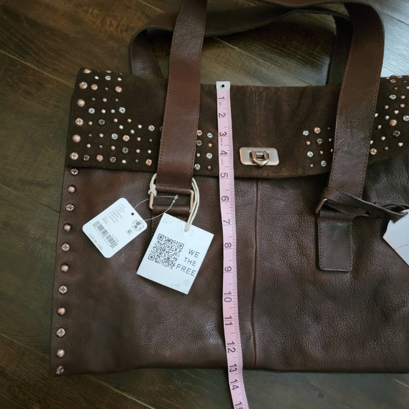 Free People We The Free Shay Stud Tote Leather 90s Vintage Heritage Travel Boss gallery