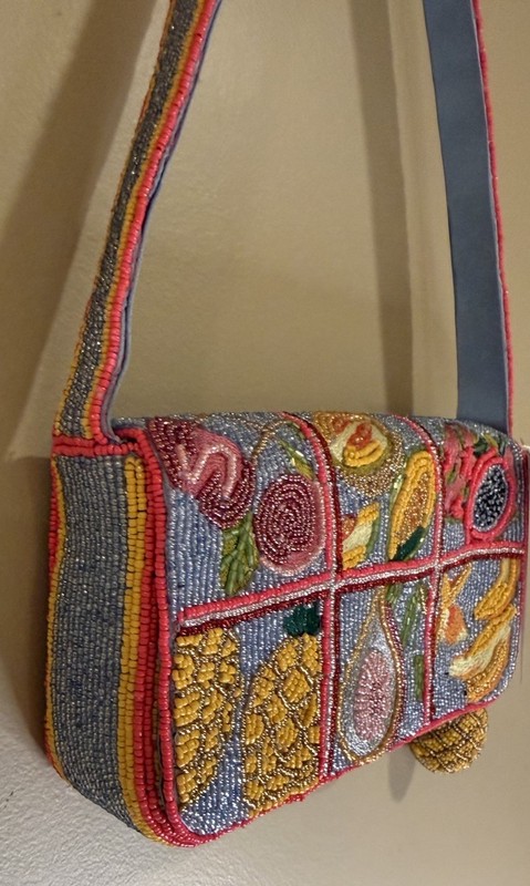 NWT Beaded Fig Fruit Bag Purse With Pineapple Charm Made In India New Release gallery