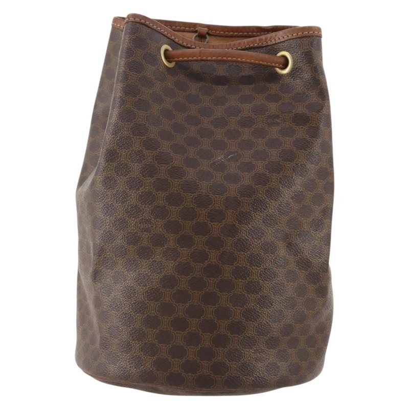 Celine Vintage Macadam Backpack Canvas And Leather Brown Backpack