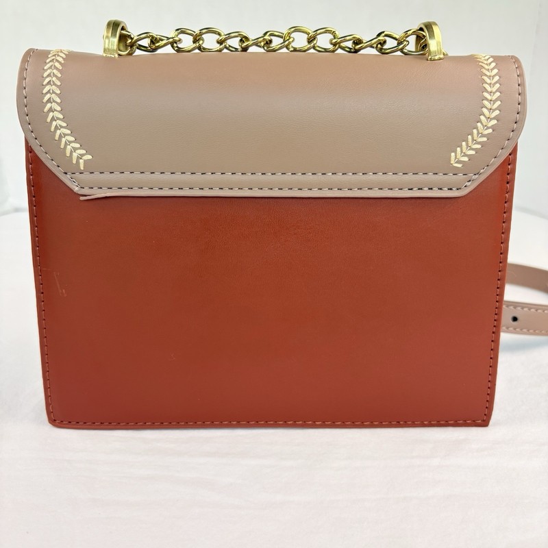 Women's Vanessa Gahon Bee Emblem Faux Leather Two-Tone Brown Small Crossbody gallery