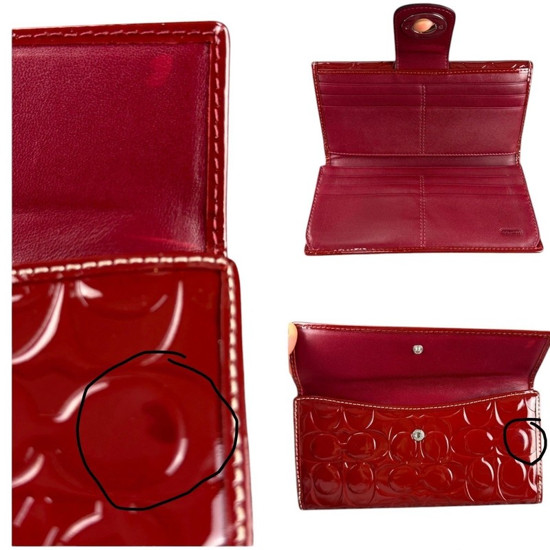 NWT Coach F15658 Y2K Cranberry Red Patent Leather Tote Bag + Matching Wallet Set gallery