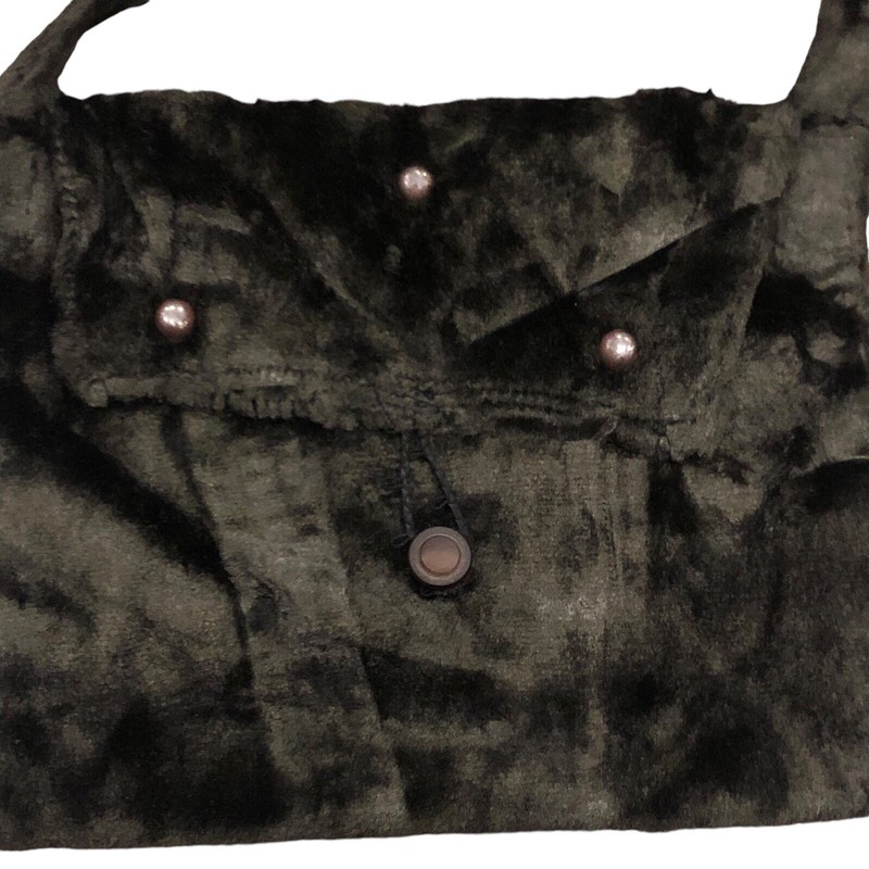 Vintage Purse Crushed Velvet Brown Handmade 70’s Tote Bag Furry Hippie Groovy