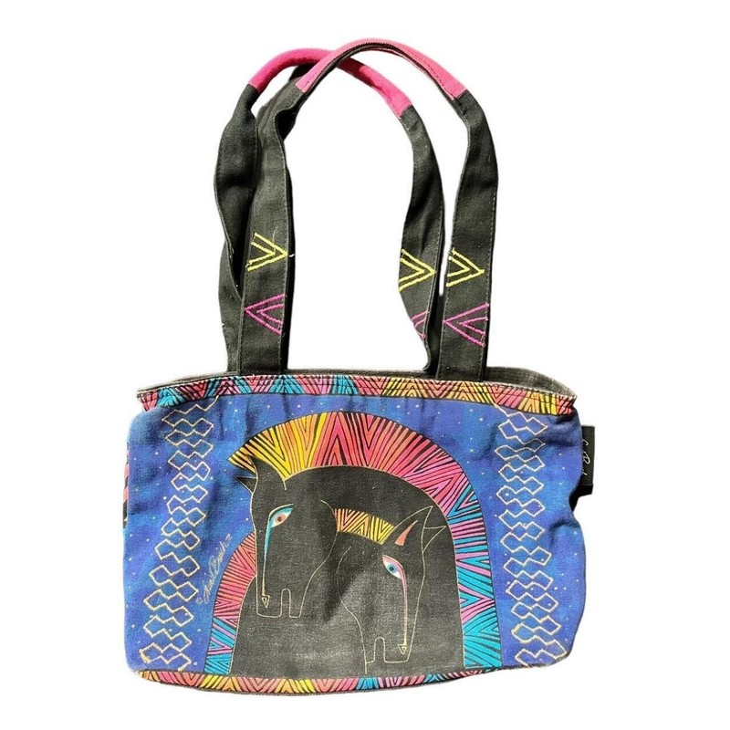 Vintage Laurel Burch Horse Print Canvas Bag