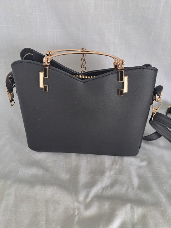 ZZMY Women’s Beautiful Small Bag Handbag Shoulder Strap Black/w Brass Accents gallery