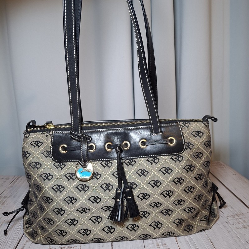 Vintage Dooney & Bourke DB Pattern Purse w/ Signature Duck Charm
