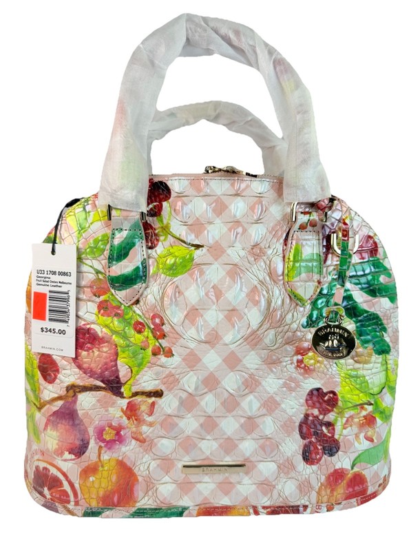 NWT Brahmin Duxbury Large Satchel Tropical Fruit Leather Crossbody Bag