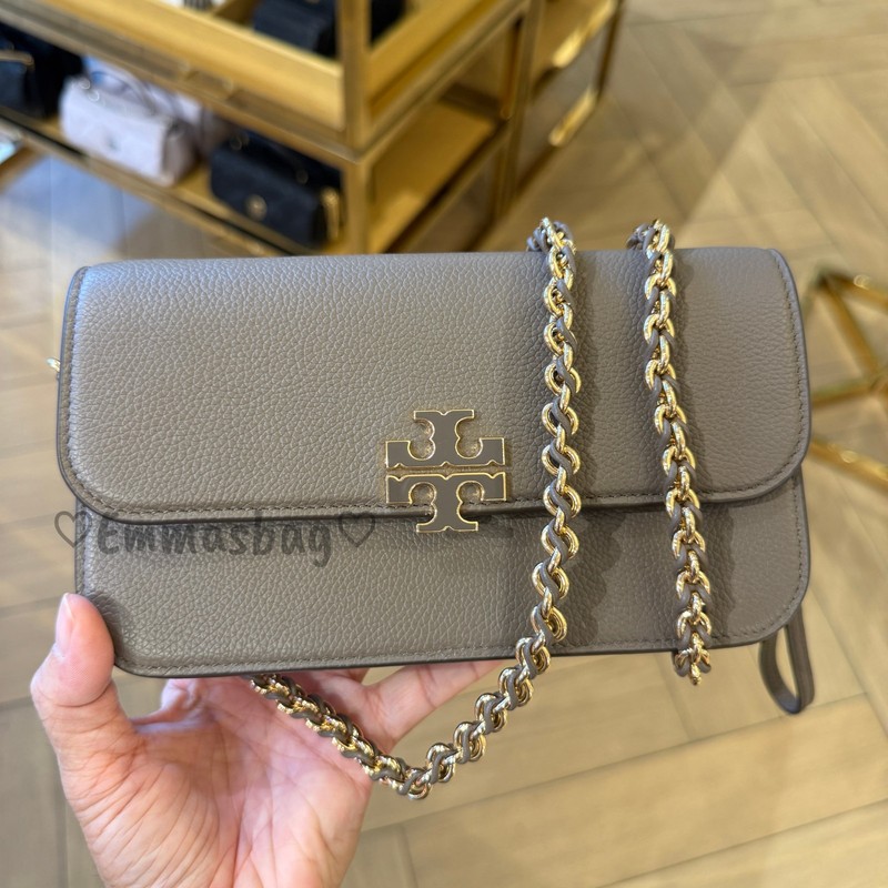Tory Burch Britten Chain Wallet Wristlet Crossbody 175806 $385 Wild Mushroom