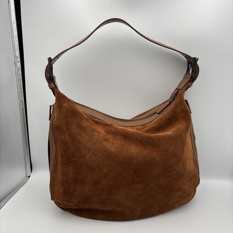 👜 TOSCA BLU by Minoronzoni Brown Suede Shoulder Bag Zipper Hobo Side Pockets