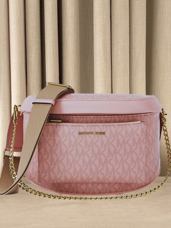 Michael Kors Slater Women Medium MK Logo Sling Pack Crossbody Bag Powder Blush