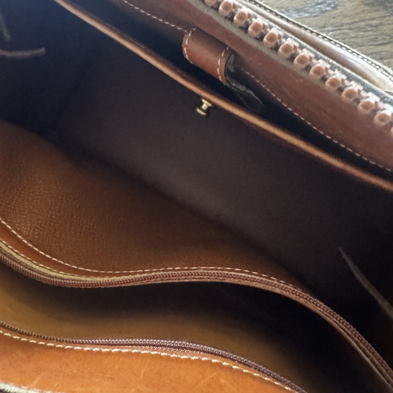 Vintage DOONEY & BOURKE Pebble British Tan Vachetta Leather Satchel Bag USA gallery