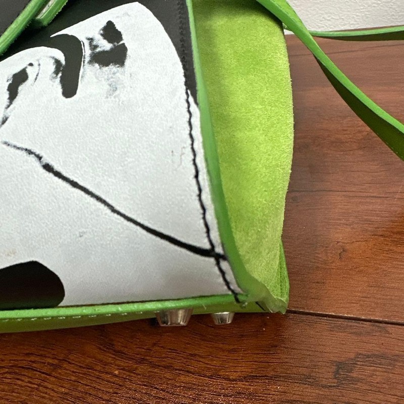 JADISE Italy Leather 2Way Bag Hand Shoulder Green Black Art Design Authentic gallery