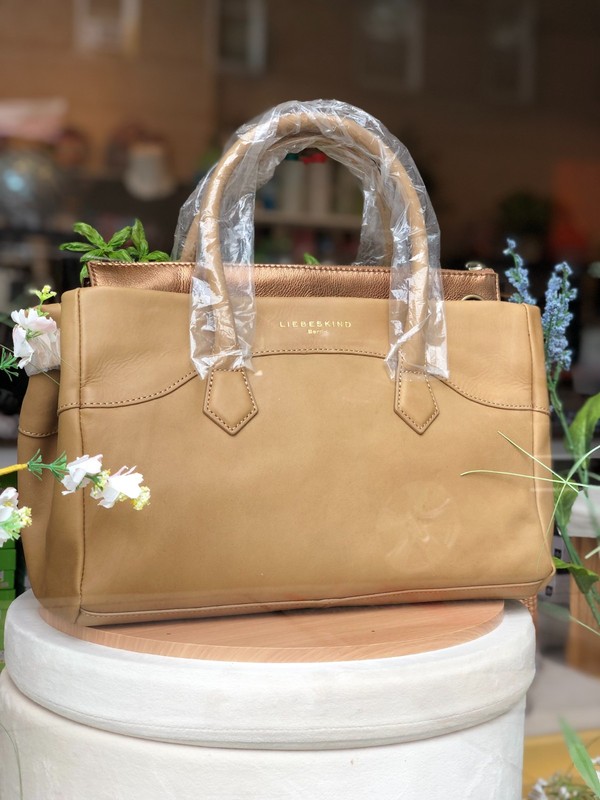 Liebeskind Berlin Georgia Foil Leather Satchel Beige (Olive) Crossbody Bag