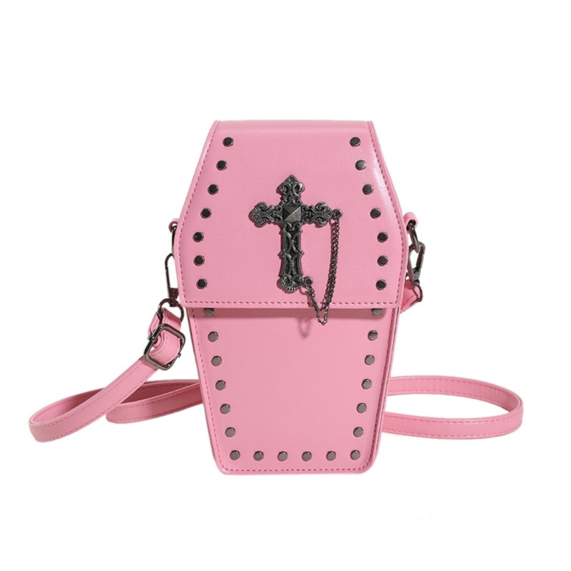 Rivet Handbag for Girl Women Fashion Purse Halloween Gothic Coffin Shaped Bag gallery