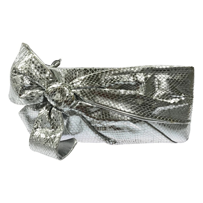 Valentino Leather Ribbon Mini Clutch Bag Silver It0A8Jq13Cps