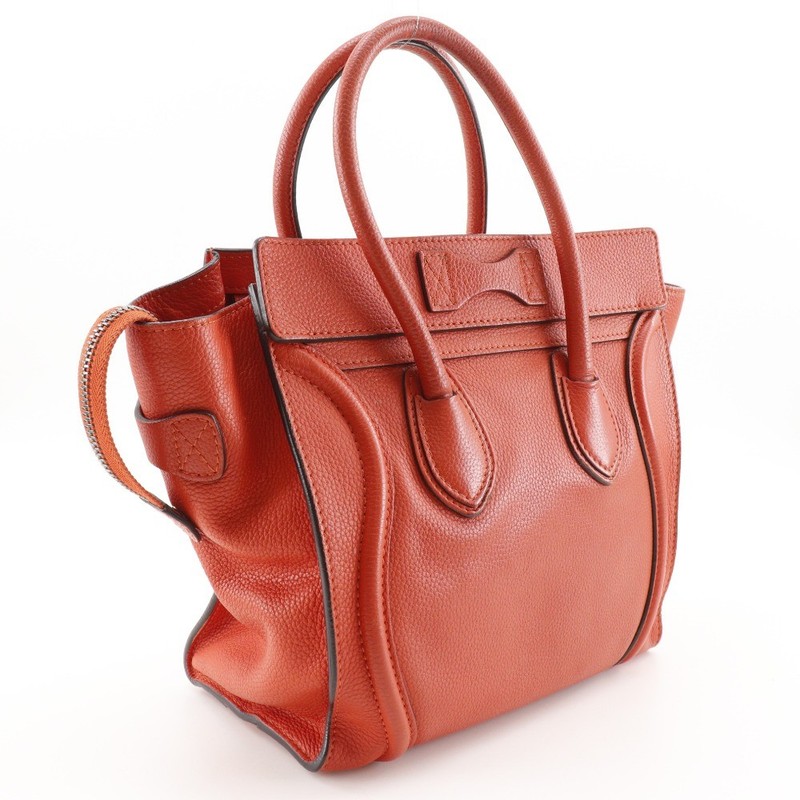 CELINE Luggage Handbag Micro shopper Red/Orange leather Women gallery
