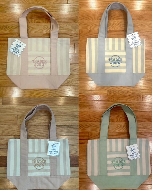 All 4 Viral Collectible Authentic Trader Joes striped mini tote Limited Edition