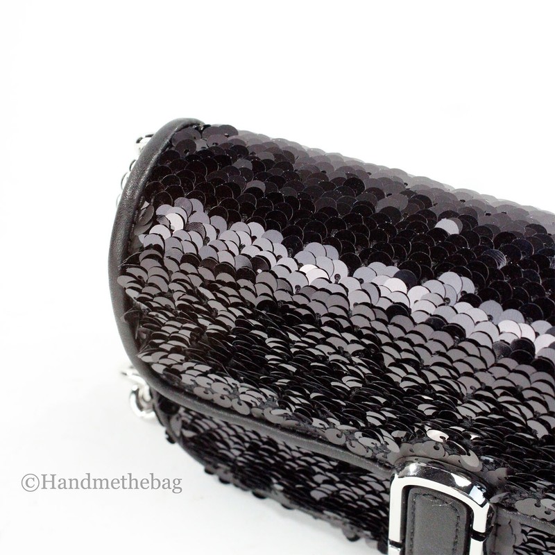 Marc Jacobs The Mini J Marc Shoulder Bag Black Sequined Crossbody Bag gallery
