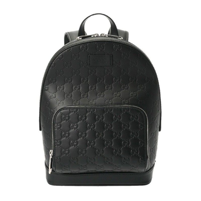 Gucci GG Signature Guccissima Backpack Daypack Leather Black Zipper 450967