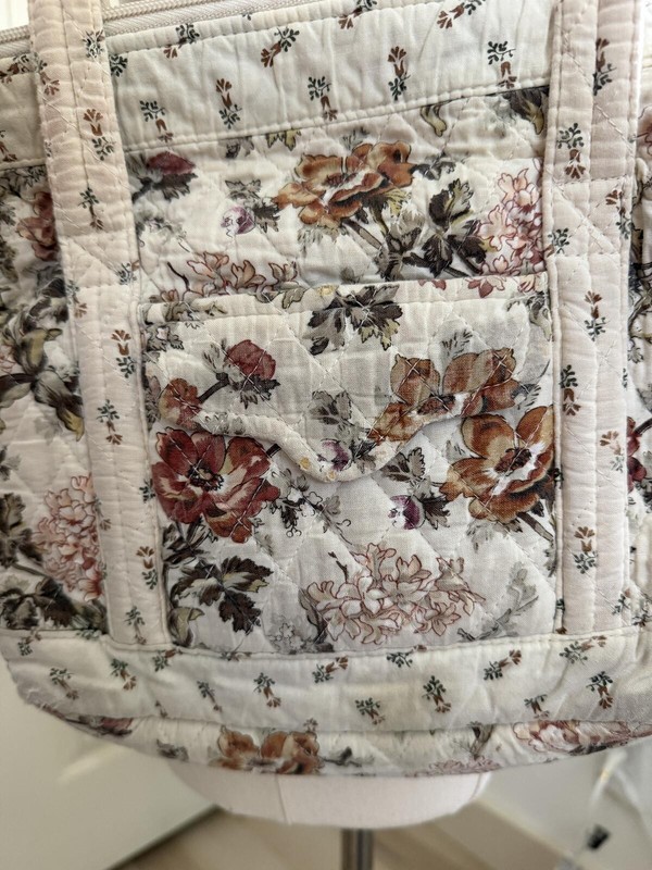 Quilted Floral Tote Bag Cream Multi Print gallery