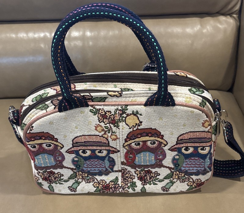 New Tapestry Owls Purse & Coin Purse Bag Handles Zipper Crossbody Charkorn CUTE gallery