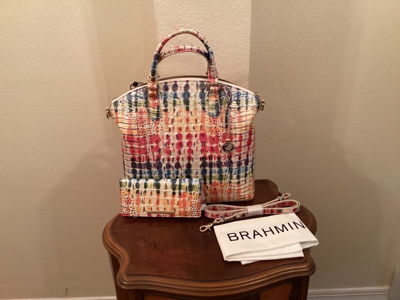 NWT BRAHMIN CELEBRATE MultiColor LARGE DUXBURY SATCHEL WITH MATCHING WALLET