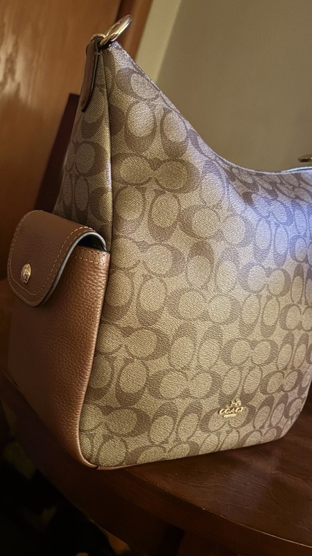 Coach (C1523) Pennie Khaki Redwood Signature Coated Canvas Shoulder Handbag gallery
