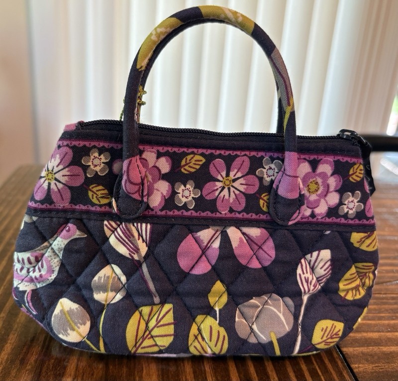 NWT Vera Bradley Small Handle Bag, Pouch Purse , Caitlyn,floral Nightingale