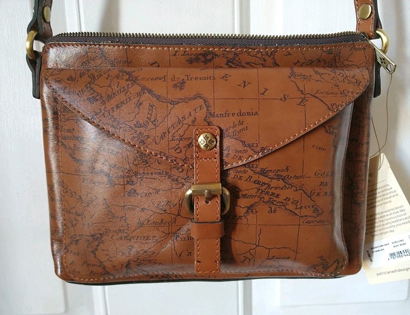 PATRICIA NASH AVELLINO LEATHER SIGNATURE MAP CROSSBODY BAG