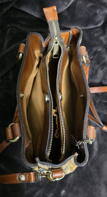 Patricia Nash Tan/Brown/Gray Snake Print Satchel Bag Zip, Detachable Strap gallery