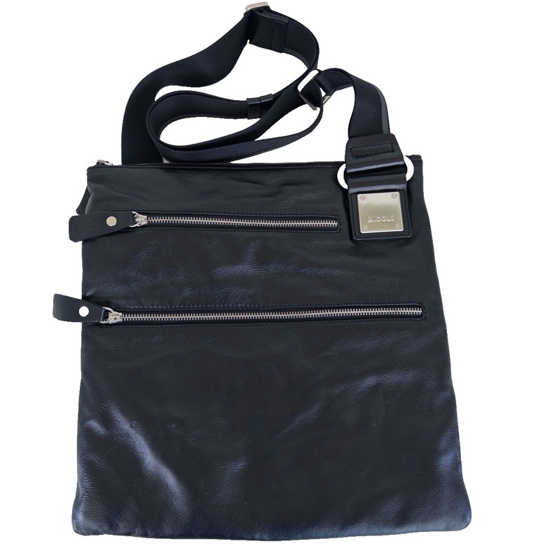Nicoli Black Leather Crossbody Purse Shoulder Bag