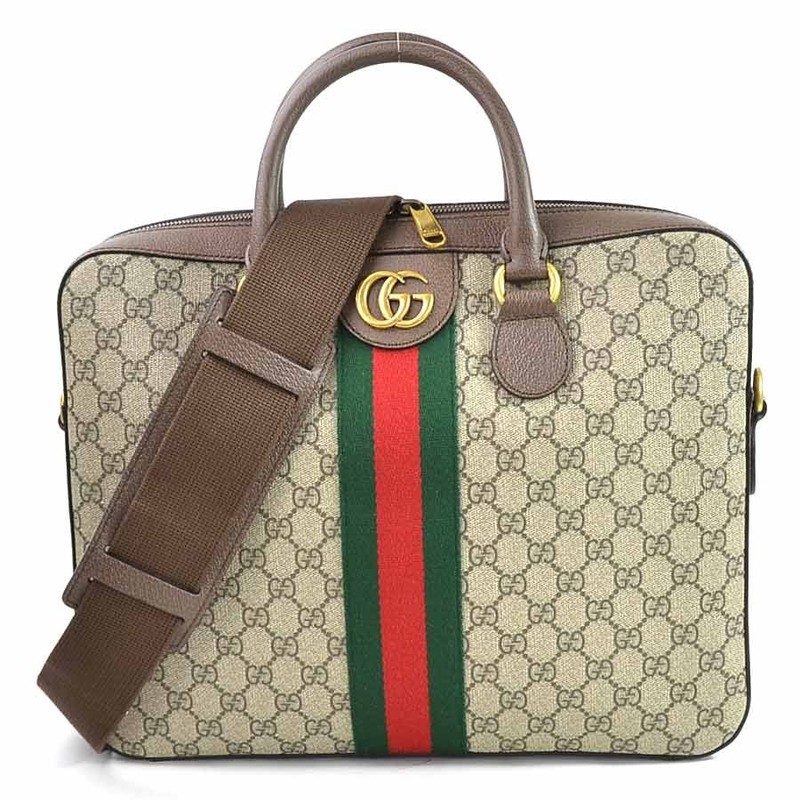 Gucci Ophidia Buyer GG Briefcase Beige Tan Brown Supreme Canvas Leather