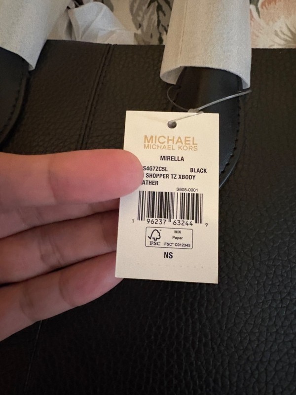 $558 Michael Kors Mirella Medium Leather Crossbody Tote Handbag Black, NWT! gallery