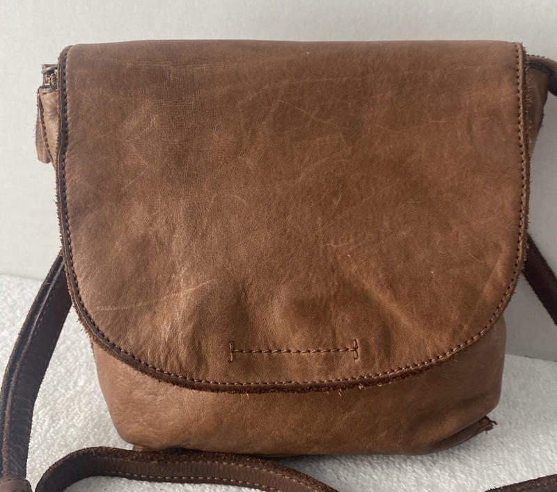 Marta Ponti Portugal Distressed Leather Crossbody Shoulder Bag Rustic Boho