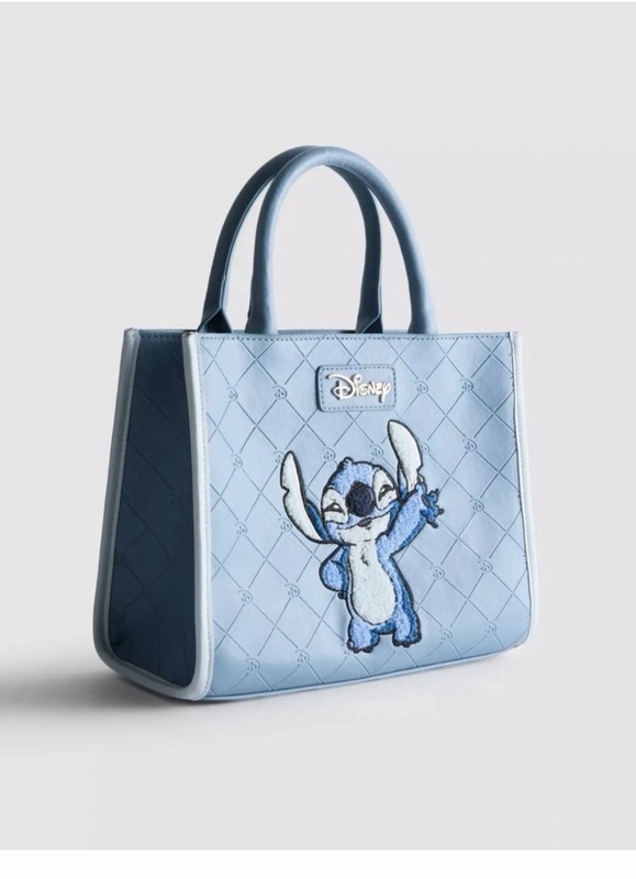 Disney Stitch Blue Embroidered Small Satchel Top Handle w/ Detachable Strap