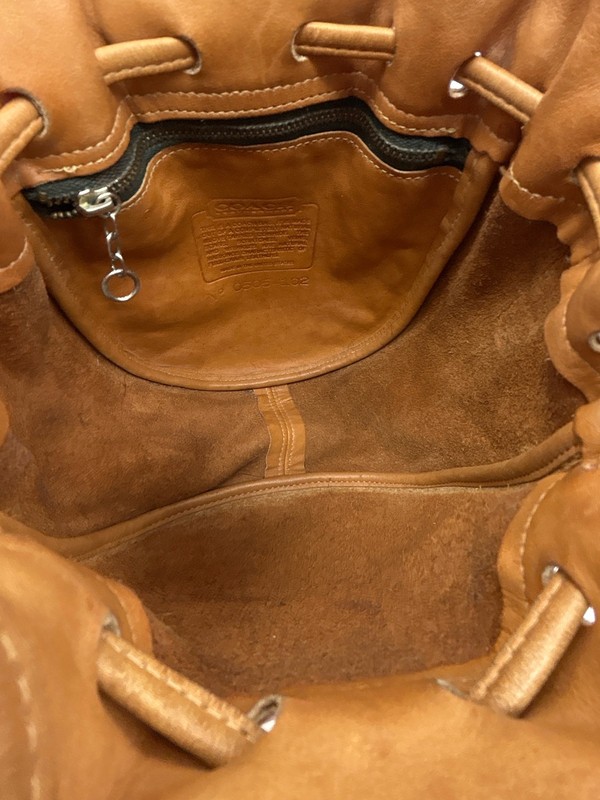 Coach Vintage Crossbody Bucket Bag Camel Women Purse Handbag Leather Distressed gallery