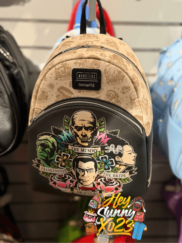 Loungefly Universal Monsters Character Tattoo Floral Mini Backpack