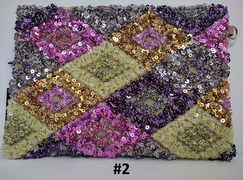 Crossbody Sequins and Vegan Leather Bag, Ajustable and Wristlet Strap. gallery