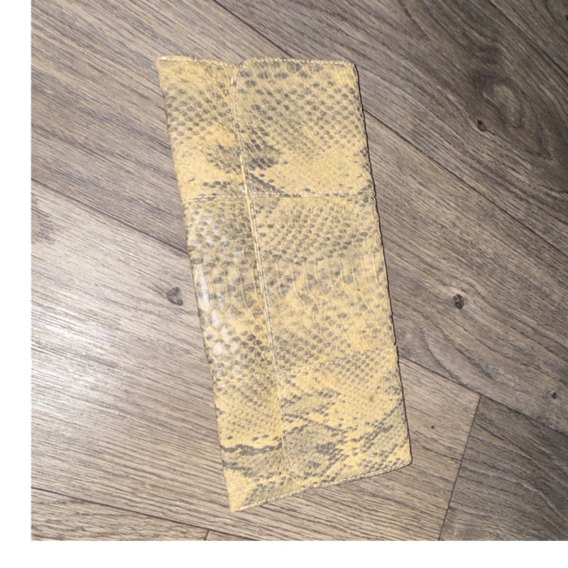 Urban Expressions Yellow Gray Snake Print Clutch Black Hardware Rectangle Shape
