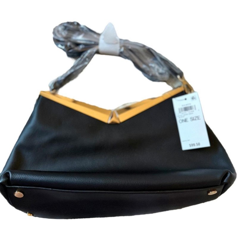 Women's INC Black Gold-Tone Crossbody Bag One Size gallery