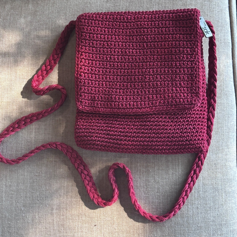 The Sak Red Crochet Crossbody Bag Adjustable Strap & Inner Pocket