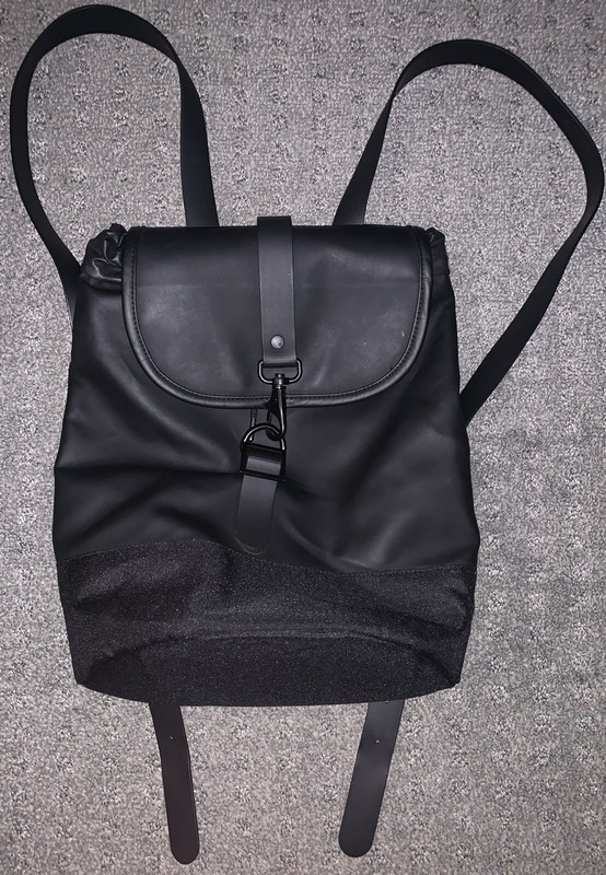 RAINS Mini Backpack Matte Black Danish Designer Series Water Resist Rare Design