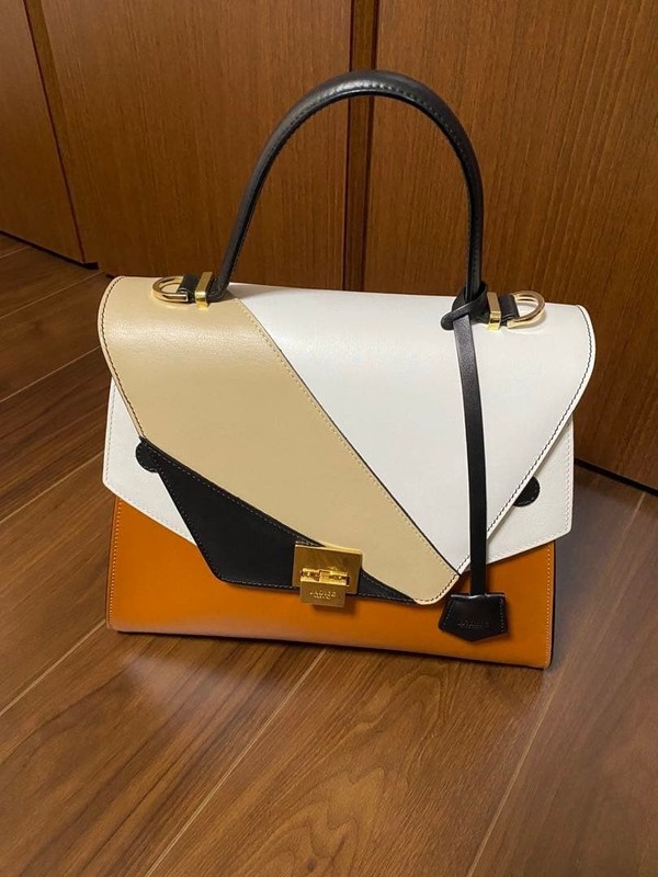 Jadise Grace Continental 2 Way Leather Handbag Colorblock Shoulder Bag Japan gallery