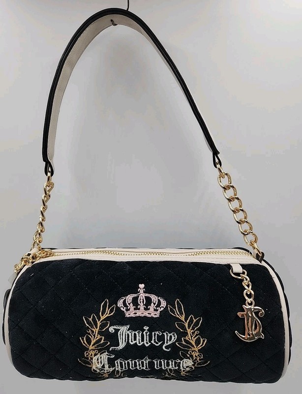 NEW Juicy Couture Royal Moment Mini Barrel Black Liquorice Purse Quilted Handbag